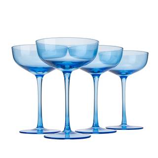 Ocean Blue Champagne Coupe Glasses Set of 4 | 7oz Premium Crystal Martini & Cocktail…