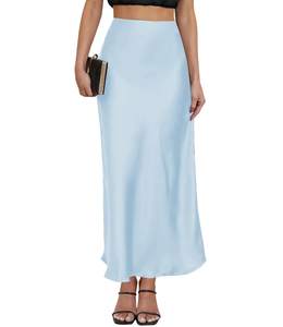 Satin Maxi Skirt High Waisted Silk Leopard Long Skirts for Women | Elastic Waistband…