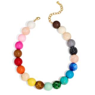 Chunky Beaded Choker Necklace for Women Boho Statement Necklace with Large Pearl Blue…