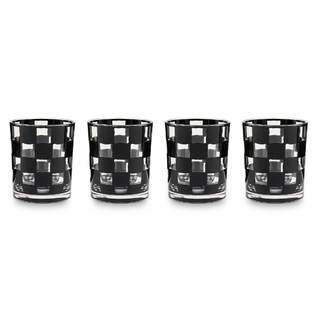MACKENZIE-CHILDS Acrylic Tumbler Set, Black Check | Hand-applied design, open tumbler…