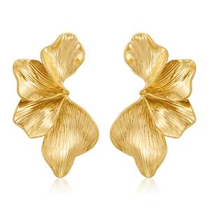 Chunky Gold Statement Earrings For Women Gold Plated Sectored Flower Leaf Shell Angel…