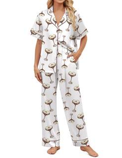 SHESHOW Satin Pajamas for Women Set Button Down Sleepwear Print Pjs Set 2 Piece Short…
