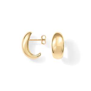 PAVOI 14K Gold Plated 925 Sterling Silver Post Huggie Earrings | Gold Dome Huggie Hoop…