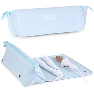 BAREFOOT CARIBOU Hair Tools Travel Bag and Heat Resistant Mat 17"(BabyBlue) | Fits flat…