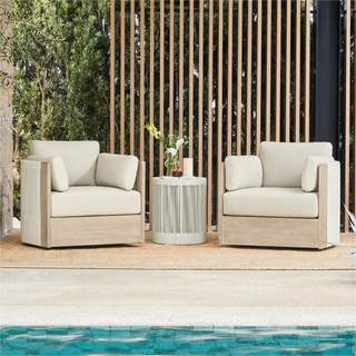 CHITA 3-Piece Boho Patio Rattan Bistro Set, FSC Acacia Wood Frame, Cream | Outdoor…
