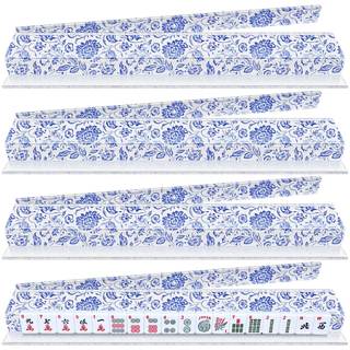 4 Pack Magnetic Chinoiserie Mahjong Tile Racks with Removable Acrylic Pushers, 18.5 Inch…