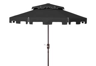 SAFAVIEH Outdoor - Zimmerman 9-Foot Double-Top Patio Umbrella - Black & White Canopy…