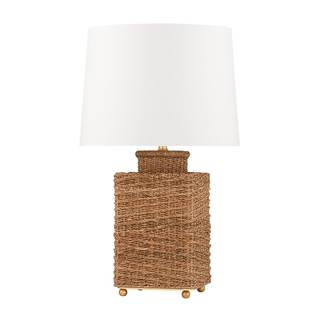 Hudson Valley Lighting Weaver - 1-Light Table Lamp - Gold Leaf Finish - White Belgian…