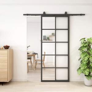 Jubest DIY Glass Sliding Closet Kitchen Door, 36in x 84in Modern French 5-Lite Clear…