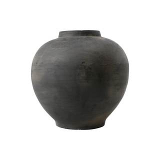 10" Rustic Pottery Vase for Decor, Handmade Gray Apple-Shaped Ceramic Jar, Decorative…