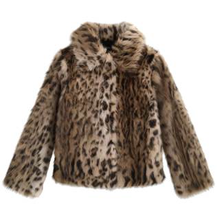 ebossy Women's Faux Fur Crop Jacket Long Sleeve Cozy Winter Warm Fluffy Leopard Pure…