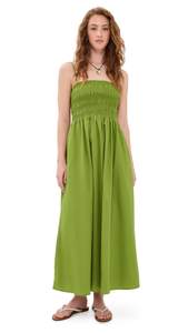 Pistola Women's Bianca Shirred Bodice Dress Small Summer Green