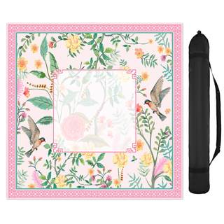 FYSUIMUC Pink Bird Floral Mahjong Mat with Carrying Bag | 31.5" x 31.5", Vintage…