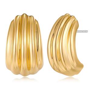 MUYAN Chunky Textured Earrings for Women Vintage Minimalist Large Ribbed Studs Trendy…