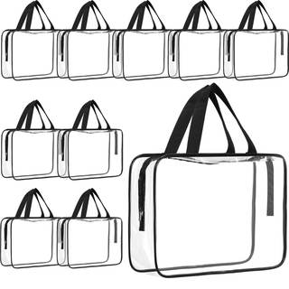 Reginary 10 Large Clear Cosmetic Bags with Zipper, Toiletry Travel Pouches | Clear Tote…