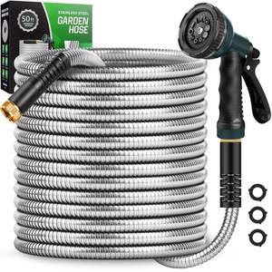 Garden Hose 50 FT with 10-Function Nozzle Leak-proof Kink-Free | Flexible Water Hose…