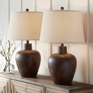 Glenn 27" Tall Table Lamps Set of 2 Terra Cotta Farmhouse Southwest Rustic | Dark…