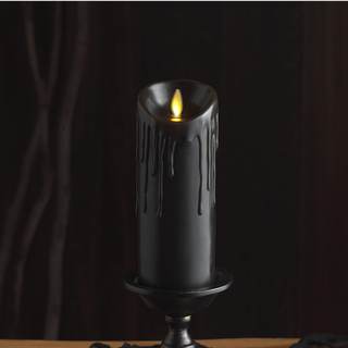 Luminara Black Wax Drip Flameless Candle LED Battery Operated Moving Flame Lights Pillar…