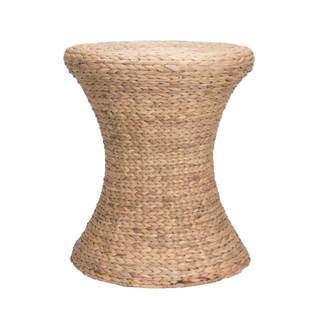 Household Essentials Handwoven Water Hyacinth Wicker Stool with Hourglass Shape, Natural