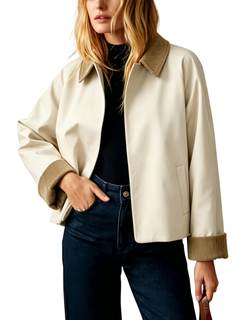 UATKIMI Women Oversize Trench Coat Corduroy Lapel Snap Button Crop Jacket | Long Sleeve…