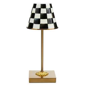 MACKENZIE-CHILDS LED Cafe Table Lamp, Black-and-White Courtly Check | Cordless…