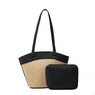 Small Style French Retro Straw Beach Tote for Women, Classic Woven Shoulder Bags, Travel…
