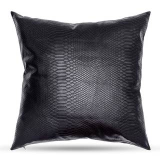 Black Snake Skin Faux Leather Pillow Cover 18 x 18 inch Thick Black Leather Throw Pillow…