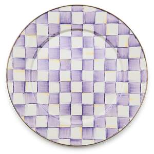 MACKENZIE-CHILDS Enamel Serving Platter, Purple-and-White Violet Check | Hand-applied…