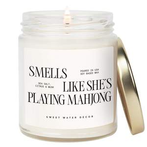 Sweet Water Decor Smells Like She’s Playing Mahjong Candle, Funny Mahjong Gift for Women…