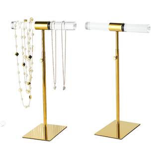 Acrylic Jewelry Towers - Stainless Steel Long Necklace Stand, Adjustable Height Tabletop…