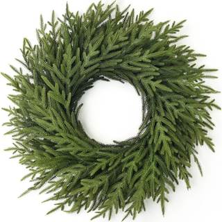 26" Artificial Norfolk Pine Wreath, Christmas Greenery for Front Door | Full and…