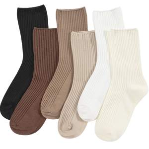 DOKUTOKU Womens Crew Socks Size 7-9 Cotton Cute Long Fall Workout Casual Socks 6 Pack…