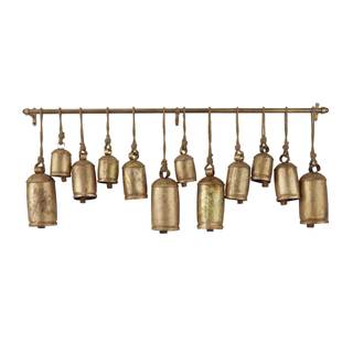 Deco 79 Metal Decorative Cow Bells Tibetan Inspired with 12 Bells on Jute Hanging Ropes…