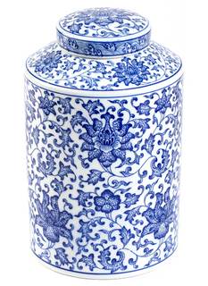 Blue and White Ginger Jar, Chinoiserie Porcelain, Blue and White Ginger Jar Vase for Home…