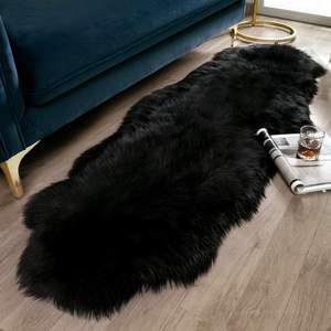 Ashler Faux Fur Rug, Black Area Rugs, Fluffy Sheepskin Fur Rug, Fuzzy Ultra Soft 2 x 6 Ft…