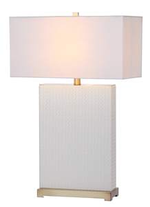 SAFAVIEH Lighting Collection Joyce Modern Art Deco Cream Faux Woven Leather Rectangle…