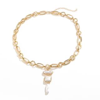 Statement Pearl and Chain Necklace,Mixed Chain and Trendy Organic Pearl Choker,Chunky…