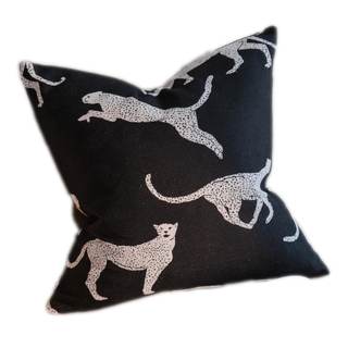 Croker Horse 18x18'' Throw Pillow Cushion Covers - Black Embroidery Leopard Cheetah…