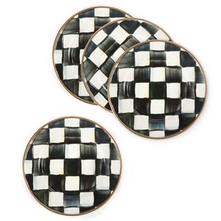 MACKENZIE-CHILDS Appetizer Plate Set, Black-and-White Courtly Check | Hand-painted…