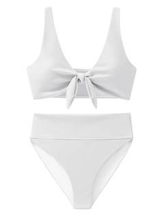 ANRABESS Bikini Sets for Women Summer High Waisted 2 Piece Bathing Suit Ribbed Tie Knot…