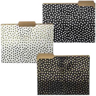 Graphique Designer Black, White, and Gold Polka Dots File Folders | Set of 9 (3 Designs)…