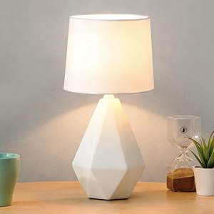 SOTTAE Modern Small Ceramic Table Lamp, White Irregular Geometric Bedside Table lamp for…