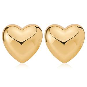 MUYAN Heart Stud Earrings for Women Love Heart Dainty Earrings Fashion Jewelry 14mm Gold
