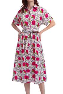 Womens Summer Floral Maxi Dress Short Sleeve V Neck Button Belt Casual Long Flowy Shirt…