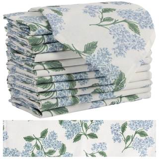 Sage Green Hydrangea Cloth Napkins Set of 12,Blue and White Vintage Floral Dinner Napkins…