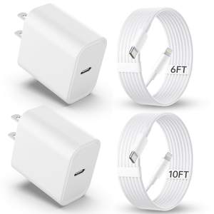 iPhone Charger Fast Charging, 2Pack USB C Charger Block with 6&10FT Cables | Fast Charger…