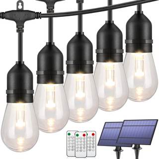 Mlambert 96FT(2x48FT) 3 Colors LED Solar String Lights with Remote, Black | Solar…