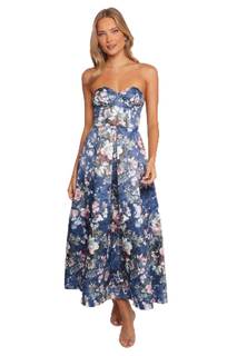 Petal & Pup Women's Darina-Strapless-midi-Dress-Midnight-Floral