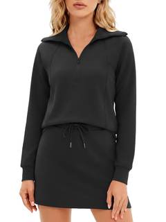Casly Lamiit Half Zip Women 2 Piece Skorts Sets Athletic Sweatshirt Outfits | Long…