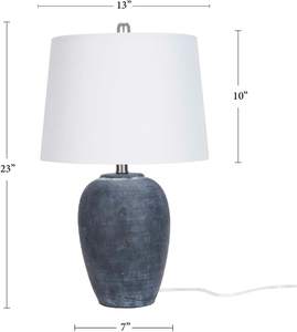 Nourison Home 23" Black Vintage Distressed Ceramic Pot Table Lamp for Bedroom, Living…